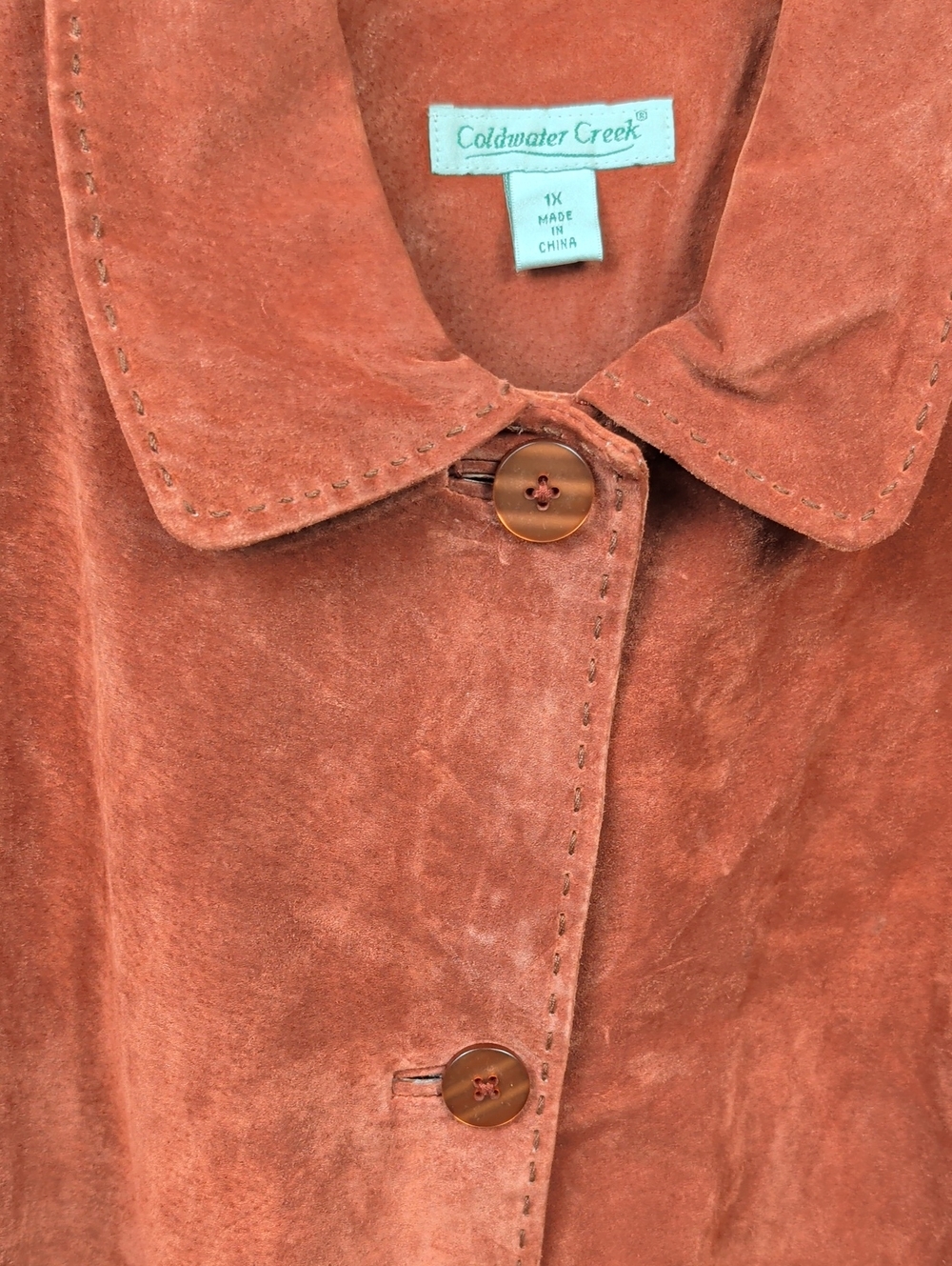 Coldwater Creek Women's Rust Suede Leather Button-Front Jacket 1x - Picture 3 of 5